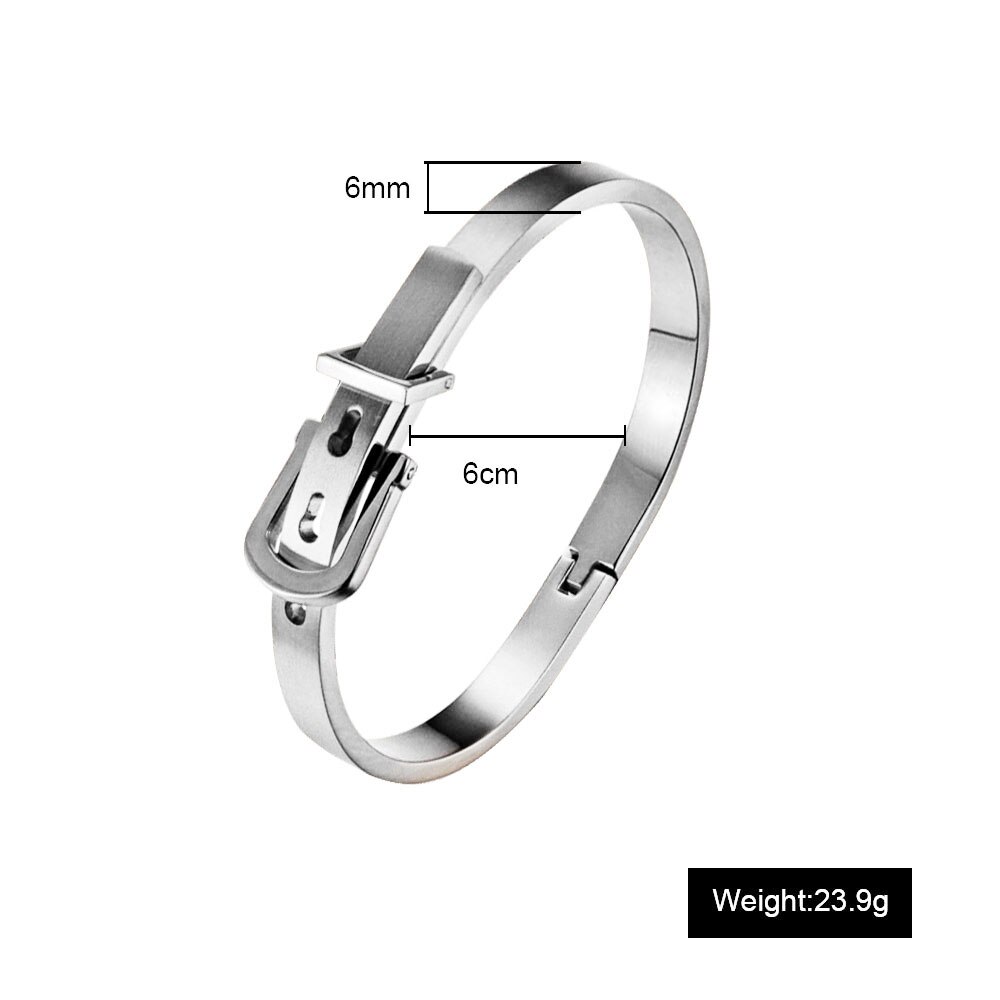 2018 nova fine4u b050 fivela de cinto pulseira para mulheres masculinas 316l aço inoxidável pulseiras & bangles 3 cores escolhas: Silver-6mm