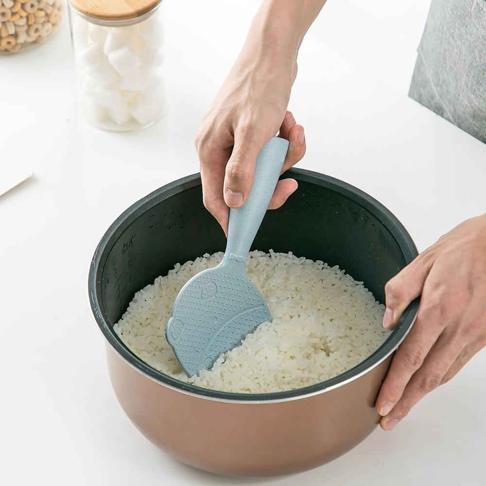 Cute Kitchen Rice Spoon Plastic Rice Paddle Non-stick Rice Scoop Long Handle Serving Spoon Kitchen Accessories