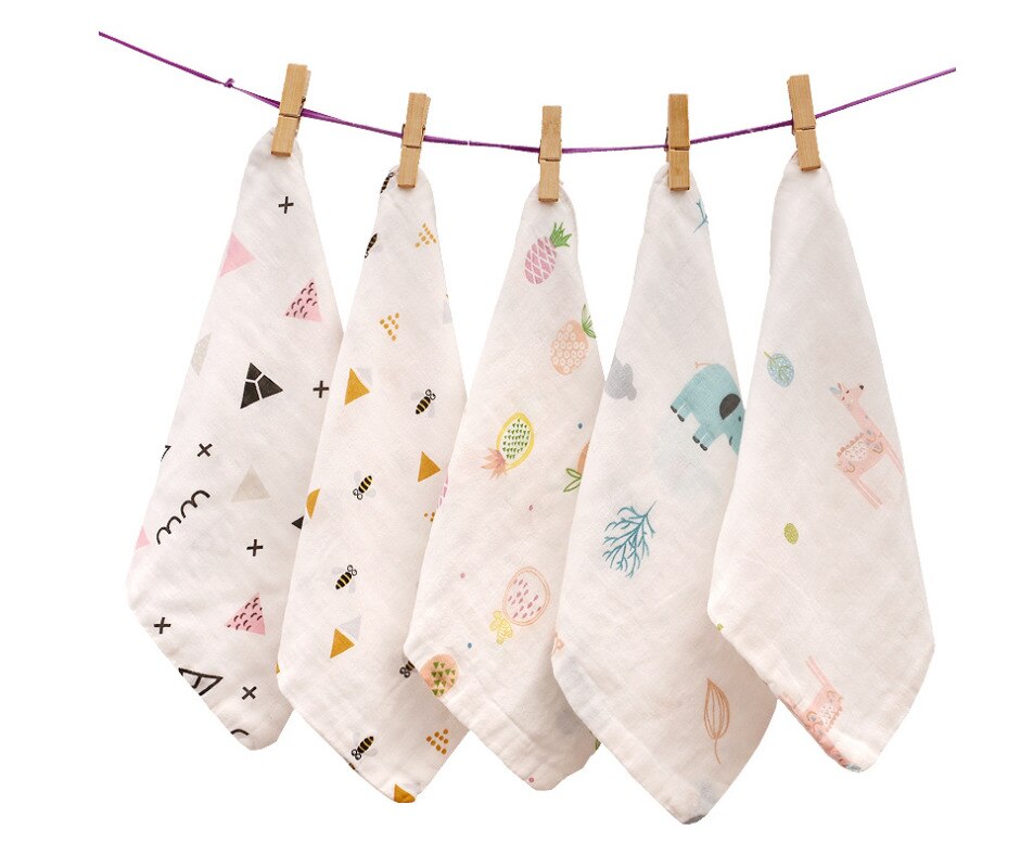 5 stk baby badehåndklæde muslin gaze bomuldshåndklæder lommetørklæde til nyfødt bib børn fodring burp klud tørklæde ansigt vaskeklud vask: Default Title