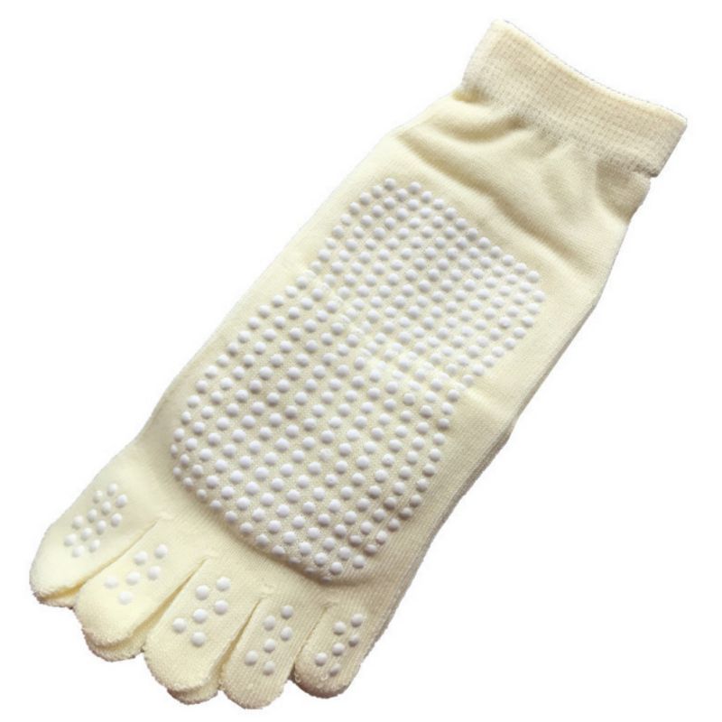 1 Paar Vrouwen Sport Yoga Sokken Vijf Tenen Slipper Anti Slip Sokken Pilates Ballet Hak Dans Compressie Pilates Sokken Sportkleding: YELLOW
