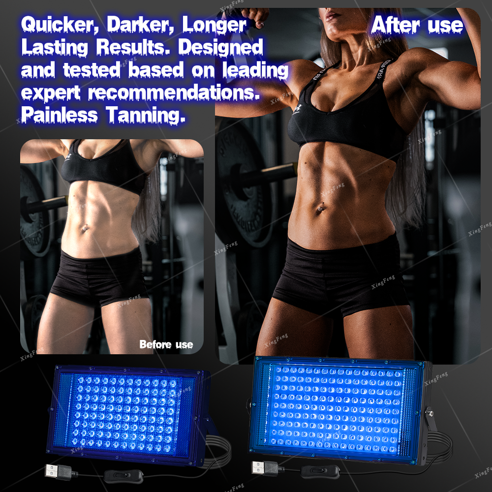 Tanning Lamp 96/144 LED UV Ultraviolet Face Body Tanning Full Blue Light Black Light Home Sunbathing Skin Tanning