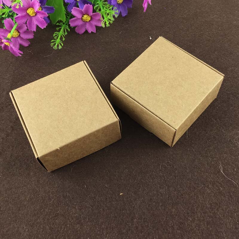 100PCS 6.5*6.5*3cm Kraft Box Paper Packing Box Blank boxes Paper Craft Power Blank Packaging Cardboard Boxes