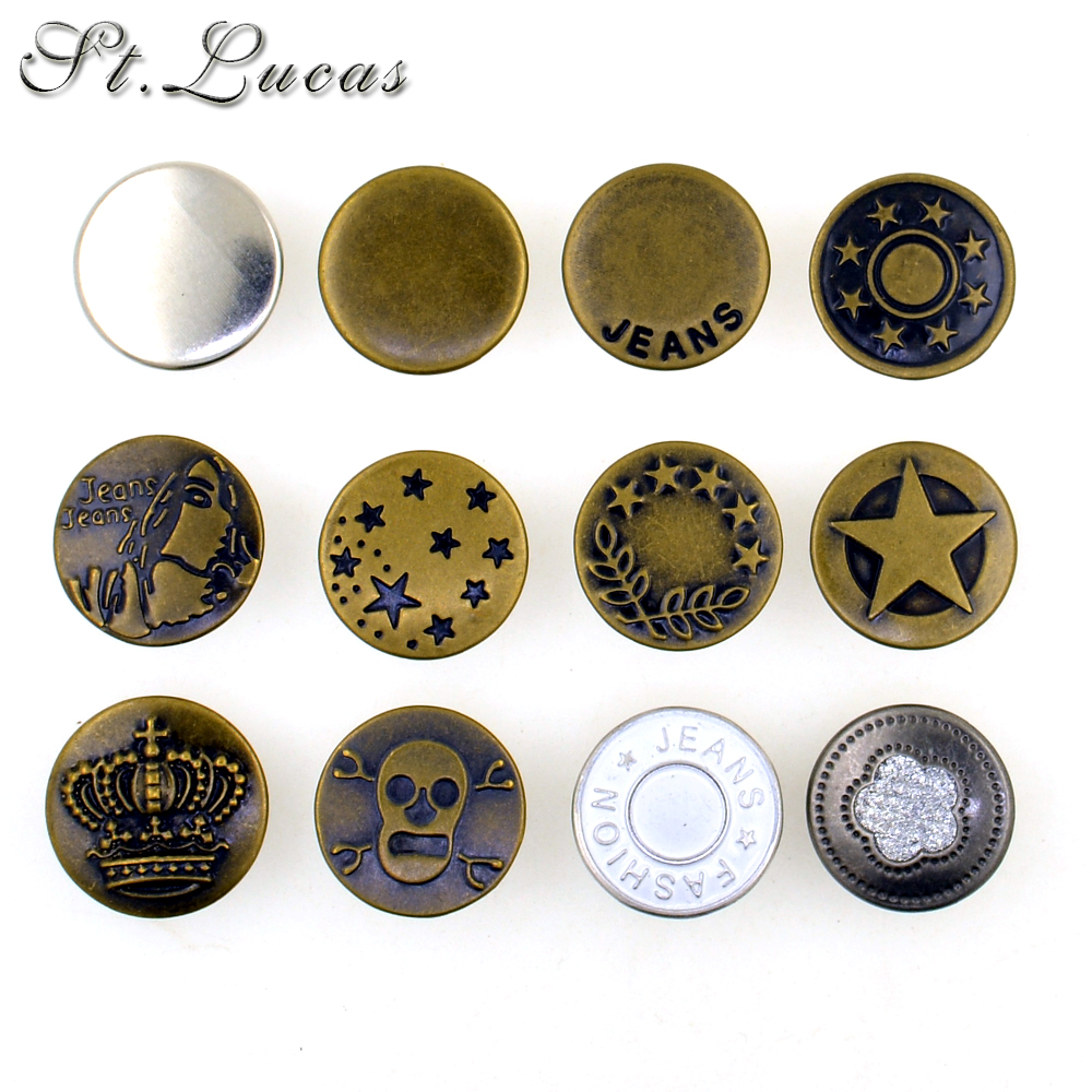 Komen 10 Sets/partij 17Mm Brons Mode Metalen Jeans Knop Schacht Knop Voor Kledingstuk Broek Naaien Kleding Accseeories Handgemaakte