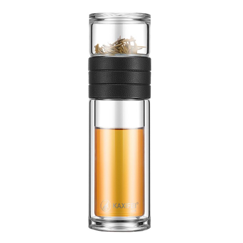 Termo de vidrio para infusiones, taza térmica para infusiones de acero inoxidable, novedad: Black-glass bottle