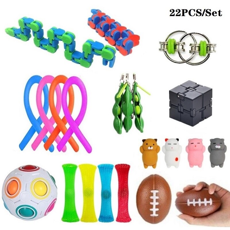 Fidget Zintuiglijke Speelgoed Set Pops Bellen Stress Push Het Fidget Speelgoed Pack Set Speelgoed Te Verlichten Kinderen Met Autisme en Angst: 22PCS