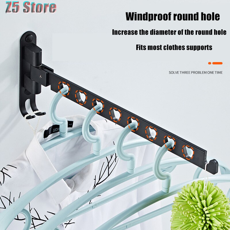 Aluminum Wall Mounted Laundry Clothes Rack Swivel Folding Clothes Hanger Rack Dryer Balcony Drying Rack For Clothes Hanger