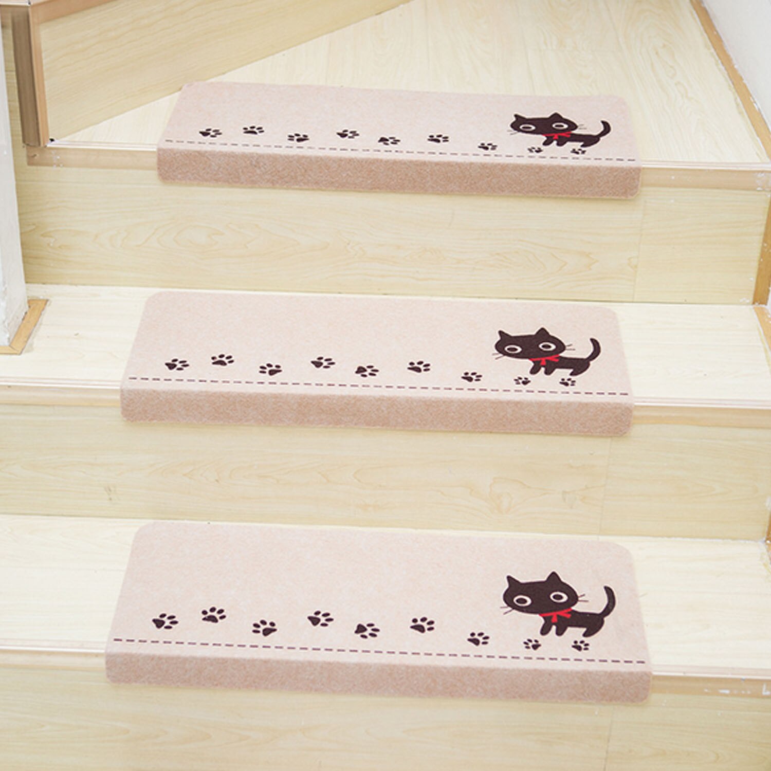 13pcs Anti Slip Self Adhesive Coffee Beige Indoor Safety Stair Step Treads Floor Mats Carpet Staircase Pad Area Rug Protector