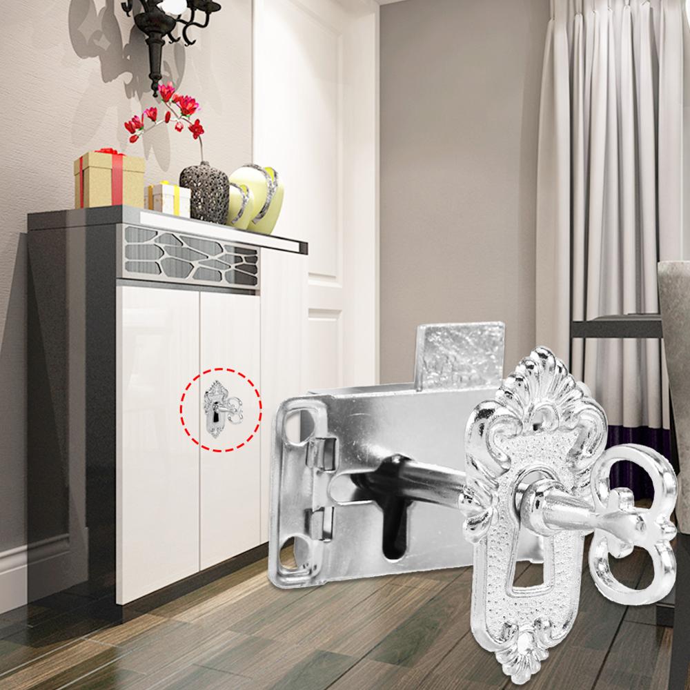 Antiguo cerradura Puerta de Hierro del gabinete del cajón de Archaize Schloss armario cerradura de puerta + clave cerrajero herramienta cerraduras con llave