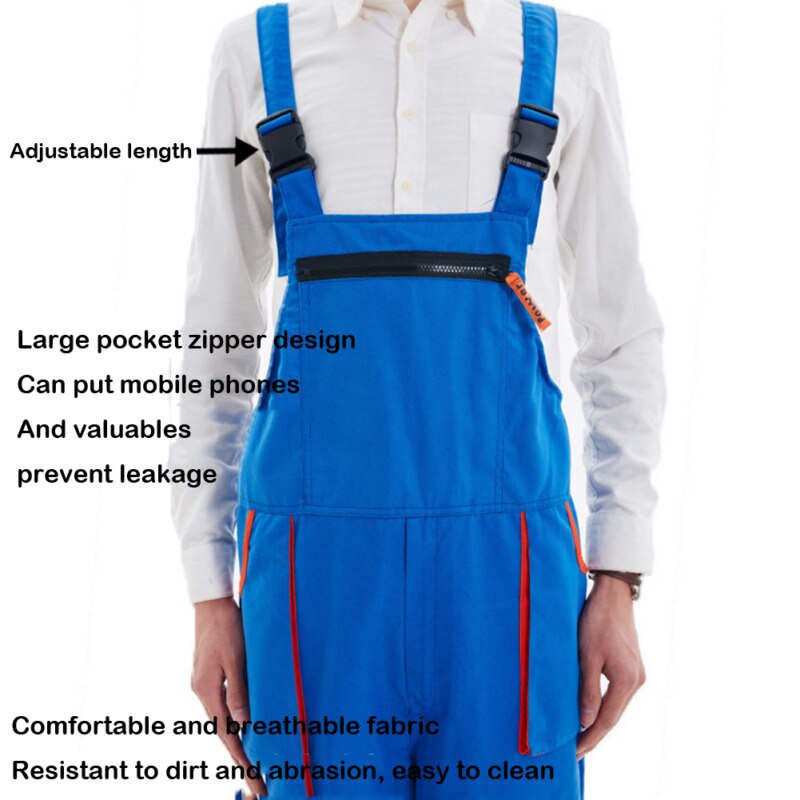 Men Women Bib Overalls Work Clothing Protective Coverall Repairman Strap Jumpsuits Work Uniforms Sleeveless Coveralls