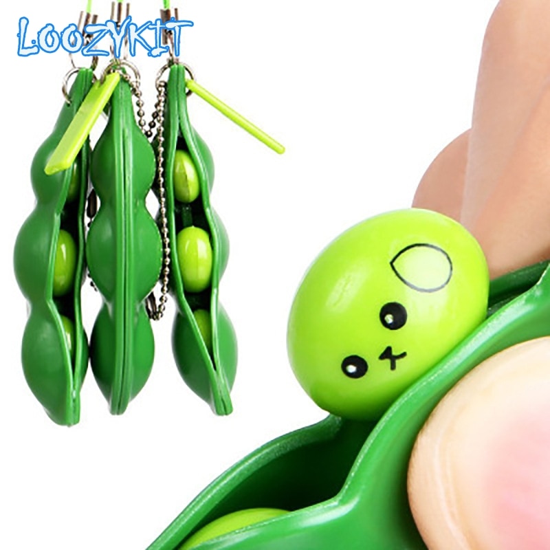 Decompression Edamame Toy Squishy Squeeze Peas Beans Keychain Anti Stress Adult Rubber Boys Xmas Pop It Fidget Stress Toys