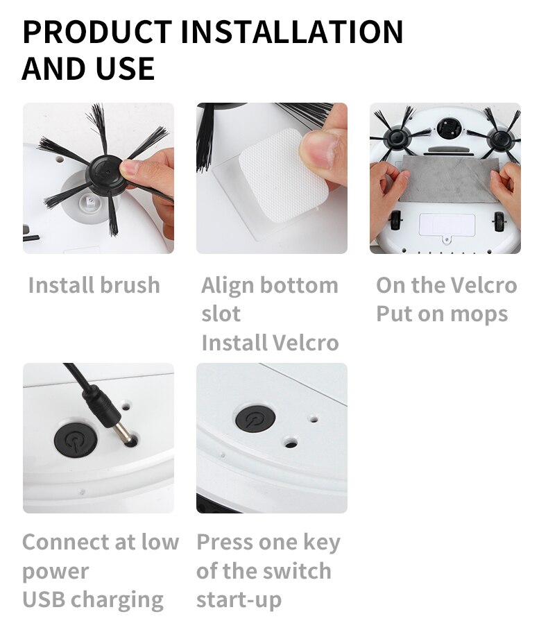 Smart Robot Vacuum Cleaner Sweeping Robot Floor Dirt Auto Cleaning USB Rechargeable Sweeping Home Kitchen Robot Cleaners Machine