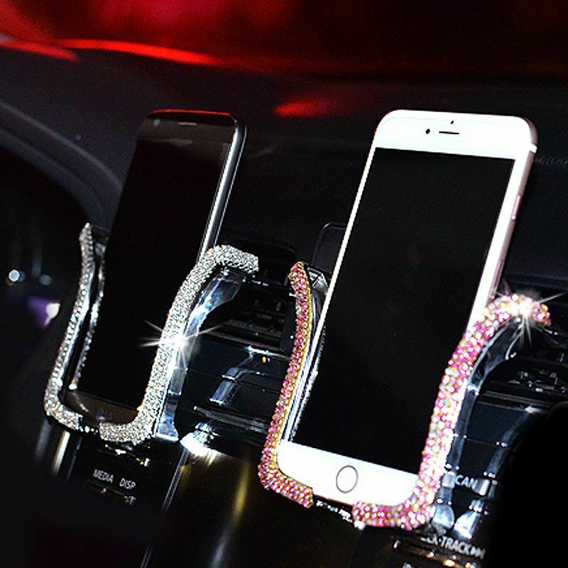 Cell Phone Holder For IPhone Samsung Car Holder Universal Car Phone Holder With Bing Crystal Rhinestone Car Air Vent Mount Clip