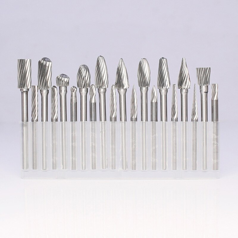 20PCS Tungsten Carbide Milling Cutter Rotary Burr Files Metal Rotary Drill Bit Electric Grinding Set For Metalworking: Single-cut