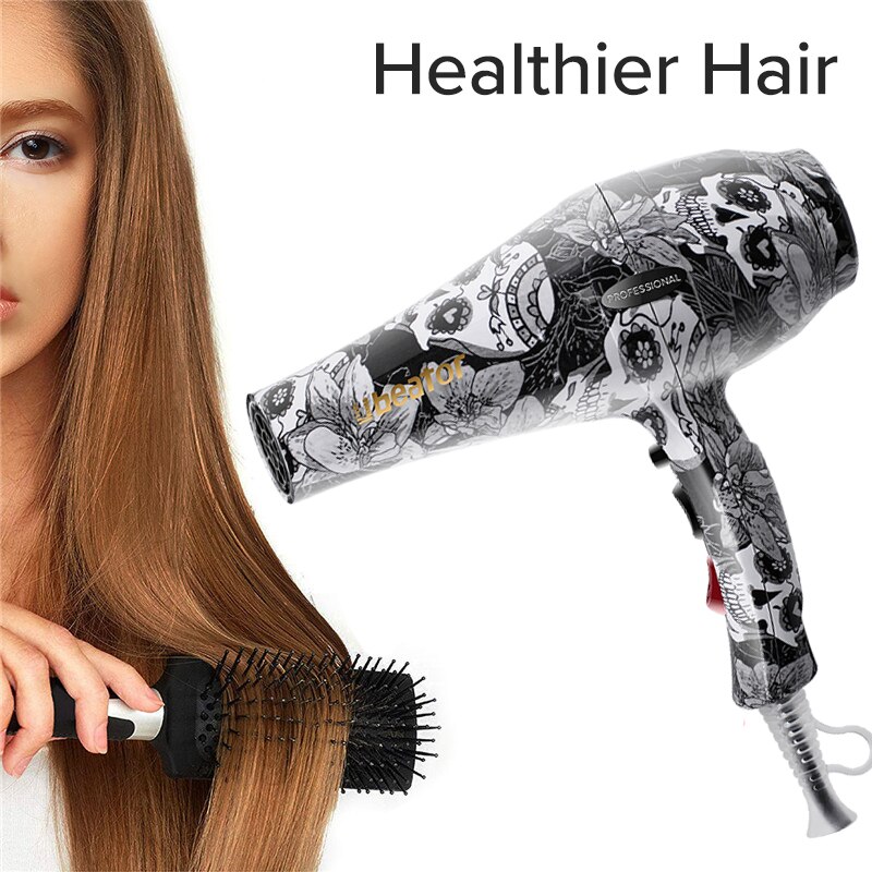 neueste Haar Trockner 220-240V Graffiti Chinesischen Stil Starke Leistung für Friseur Barbier Salon Werkzeuge Schlag Niedrigen