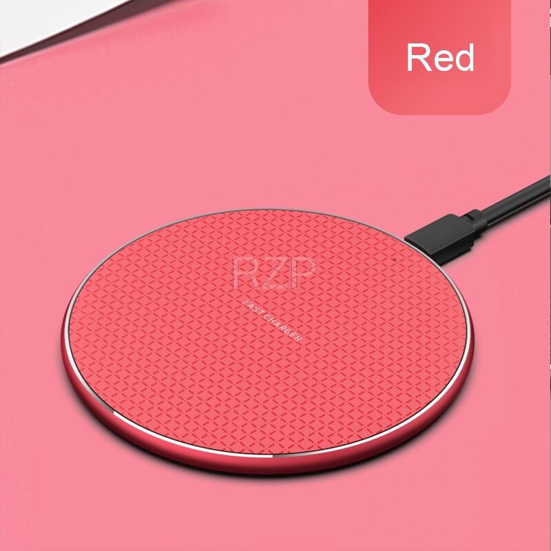 RZP Draadloze Oplader Voor Apple iPhone X Xs Max XR 8 Plus Samsung Galaxy S8 S9 S10 Plus Note 10 9 snelle Draadloze Opladen Lader: Rood