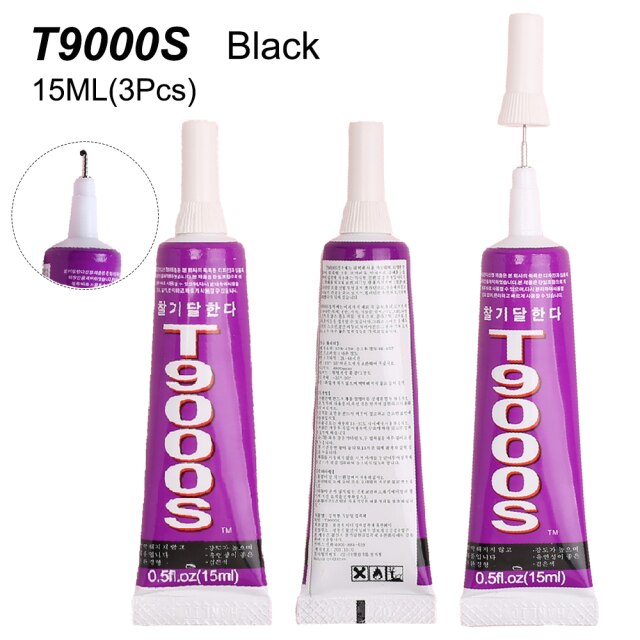 3Pcs 15Ml Super Mobiele Telefoon Screen Glas Lijm T7000 Display Reparatie Lijm B7000 Stof Textiel Sieraden Bead T9000 b6000 E8000: BlackT9000S 15ML 3Pc