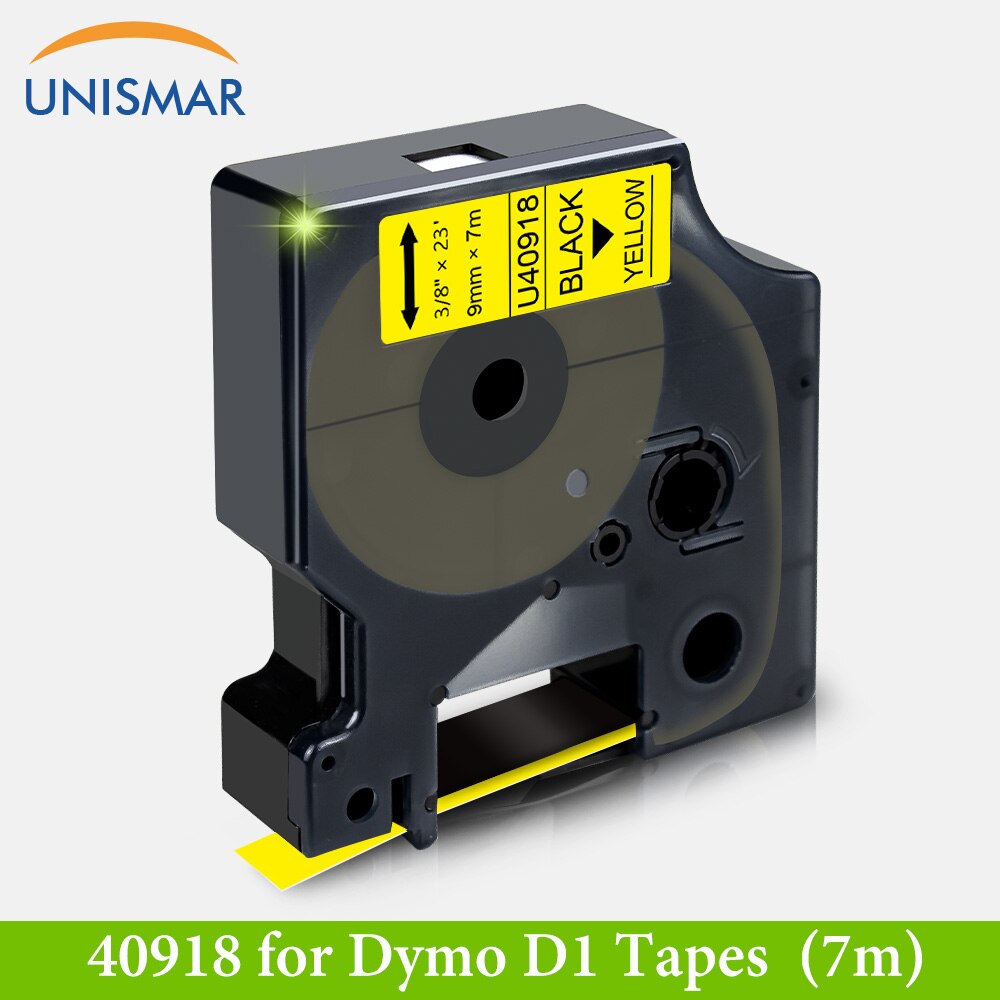 Unismar 9mm Label Tapes for Dymo D1 40913 40910 40917 40918 Label Manager 120P 210D 360D Label Writer 400 Label Maker 15 Color: Black on Yellow