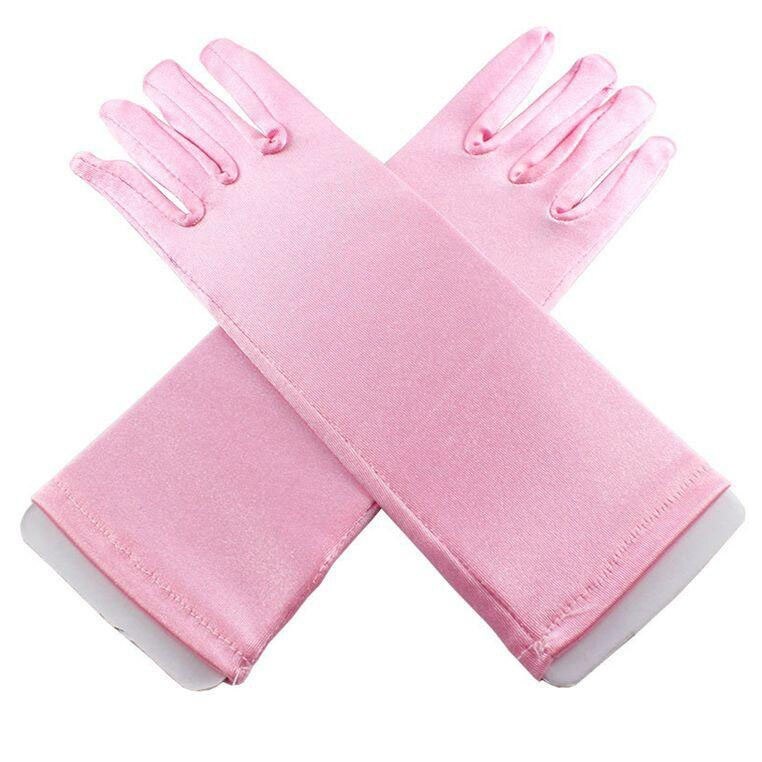 Handschoenen voor meisjes lange prinsessenhandschoenen meisjeshandschoenen verjaardag blauwe trouwjurk effen handschoen voor kostuumaccessoires satijn: 5