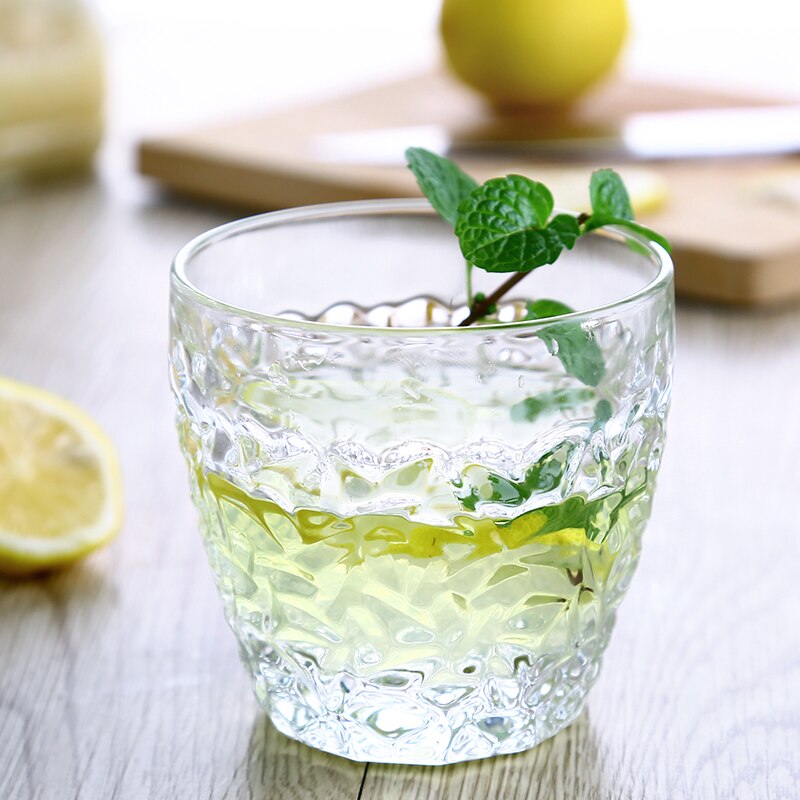 2 stk gennemsigtigt relief glas kop bar øl whisky vin juice glas hjemmekontor drikkeglas drinkware 300ml szklanki