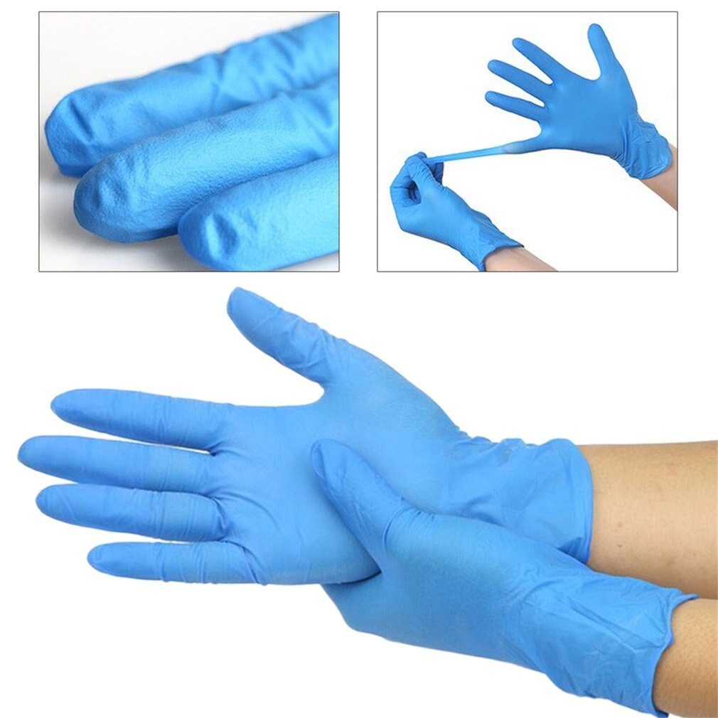 100pcs/box Blue Nitrile Disposable Gloves Wear Resistance Chemical Laboratory Electronics Food Testing Work Gloves