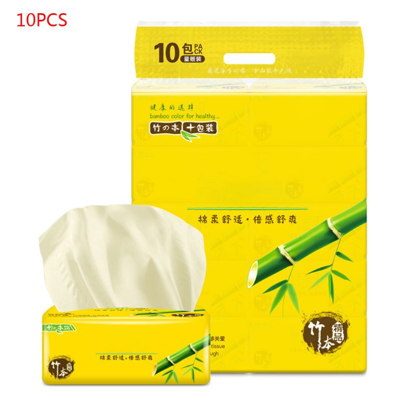 10 Packets Of Bamboo Pulp Paper With Bamboo Fiber Natural Color Paper Baby Tissue Original Bamboo Napkin Paper Tissue