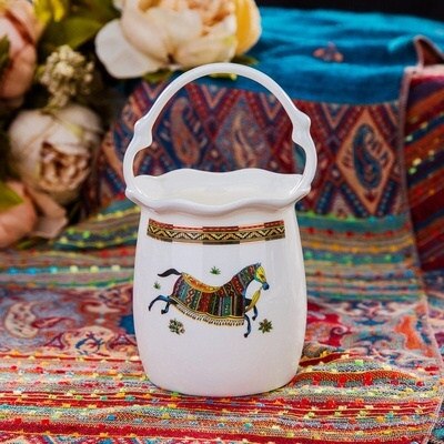 Ceramic Flatware Tableware Set Rice Pasta Bowl Plate Fish Dish Soup Pot Spoon Bone China War Horse Kitchen Utensil Wedding: Basket Spoon Rack