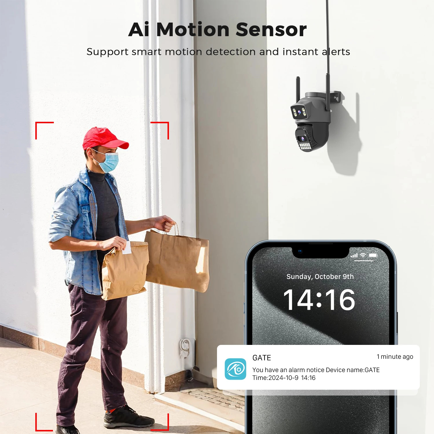 10MP 5K IP Camera Security Protection Wifi PTZ Dual Lens 5G HD Outdoor Surveillance Camera Human Detection Tracking Night Vison