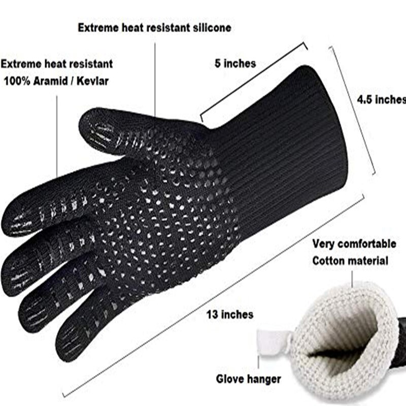 WALFOS extrema GUANTES DE Barbacoa resistentes al calor parrilla guantes de cocina guante, manopla de horno de cocina para hornear herramientas