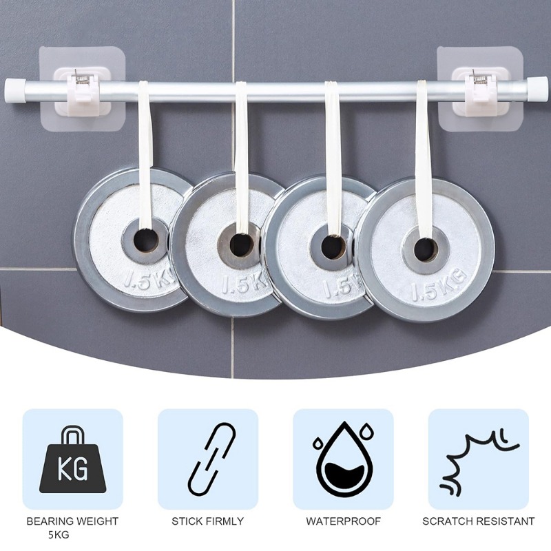 Self Adhesive Hooks Punch-free Curtain Rod Clip Hook Shower Curtain Rod Hanging Holder Household Fixed Clip Hanging Hook Holder