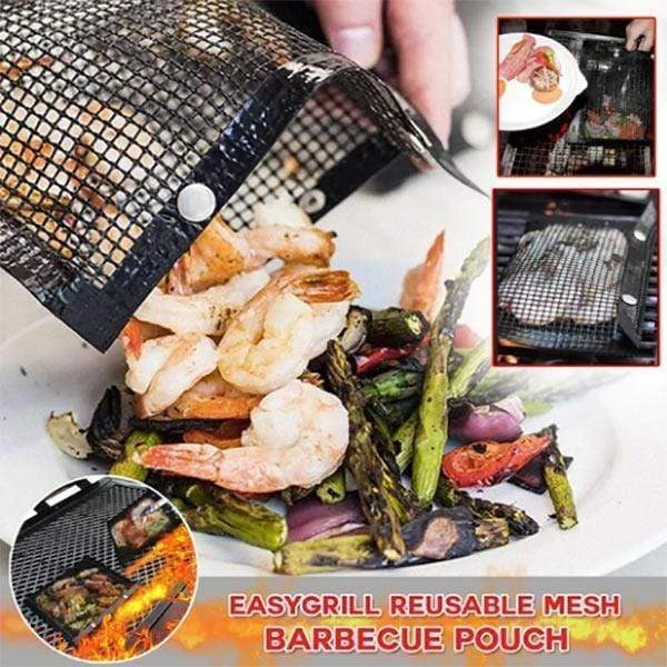 Bolsa de malla para asar, reutilizable, resistente a altas temperaturas, antiadherente, para barbacoa, a Gas, parrilla de carbón eléctrico