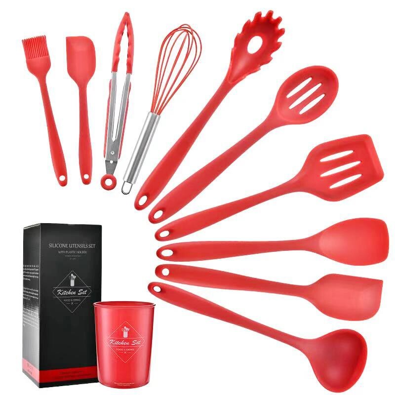 Ustensiles de cuisine en silicone, pelle, cuillère, ustensiles de cuisine, ustensiles de cuisine, ensemble  of 10  of 10 ustensiles de cuisine antiadhésifs