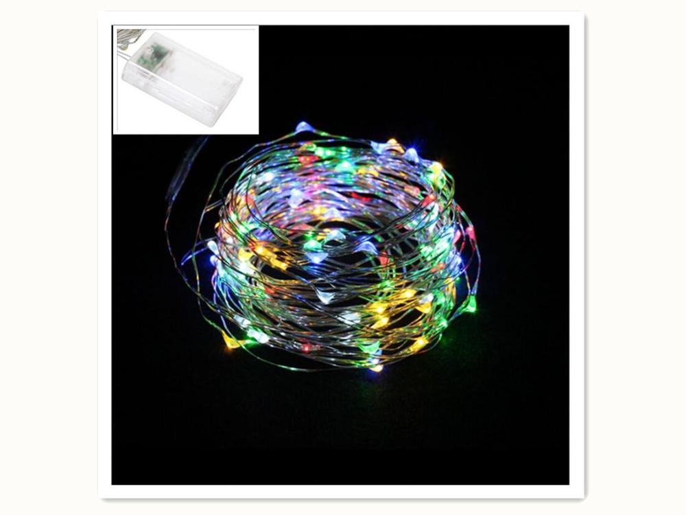 2/3/5 m led-snoeren koperdraad kerst bruiloft feest huisdecoratie led-striplamp lichtslingers aa op batterijen: Veelkleurig 03- aa / 5m