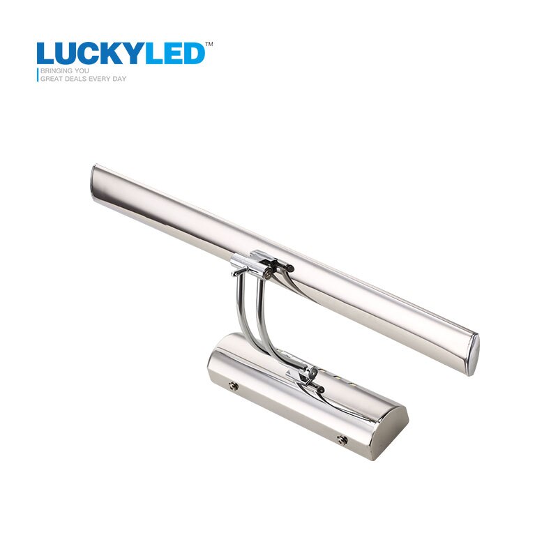 Luckyled 7w førte spejl lys med kontakt vægmonteret badeværelse lampe  ac110 - 220v rustfrit stål 40cm indendørs væglampe