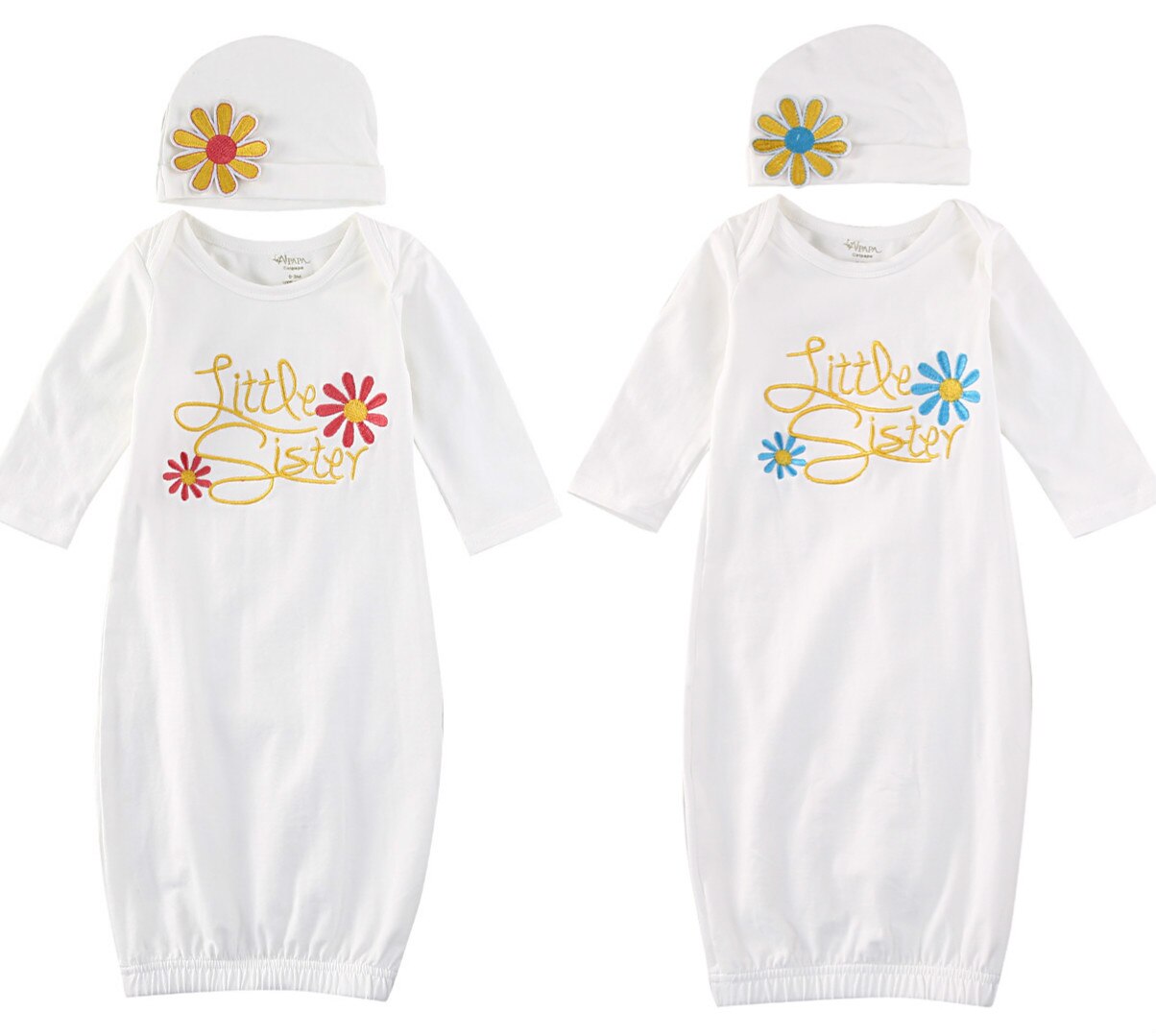 2 stk nyfødte baby pige tage hjem klæder nattøj langærmet blomst baby kappe med hat afslappet toddler baby pige tøj