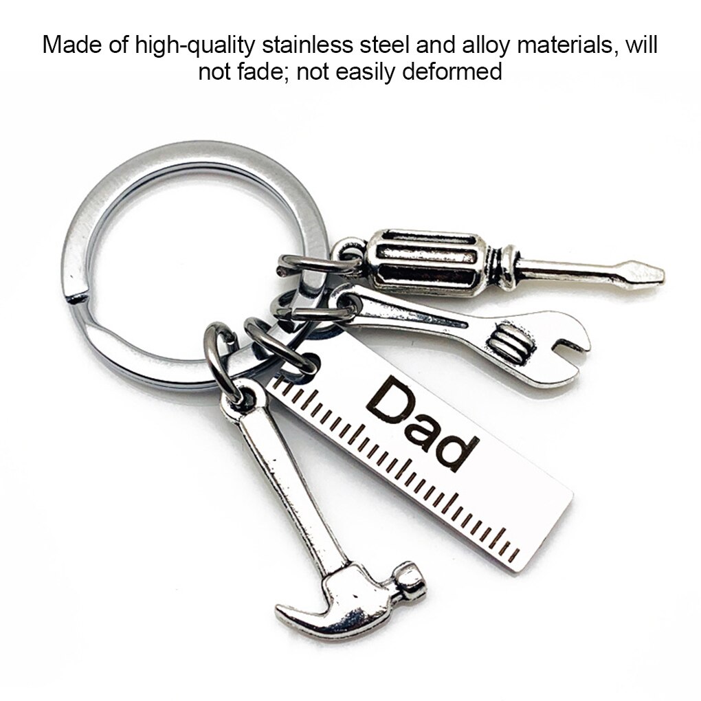 Dad Keychain Stainless Steel Alloy Screwdriver Keyring DIY Wrench Key Ring Decor Hanging Pendant Father's Day