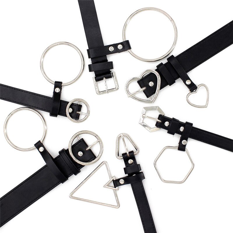 Mode Jeans Jurk Riem Gesp Diamant Driehoek Meisje Riem vrouwen PU Leer Legering Hart Riem Wilde Pin Gesp Met ringen
