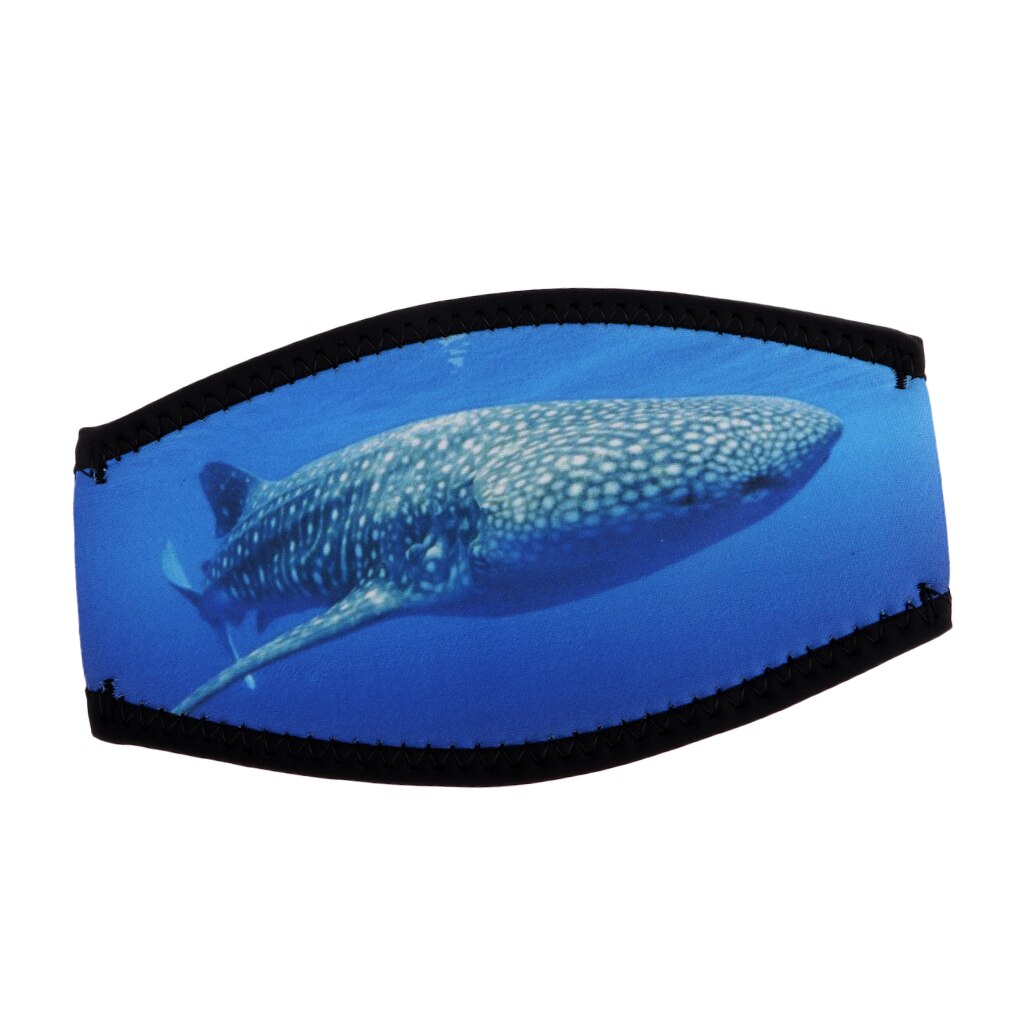 Máscara de buceo de neopreno, mascarilla con correa para la cabeza Scuba, máscara acolchada, protege el pelo largo, correa, envoltura, patrón de ballena subacuática