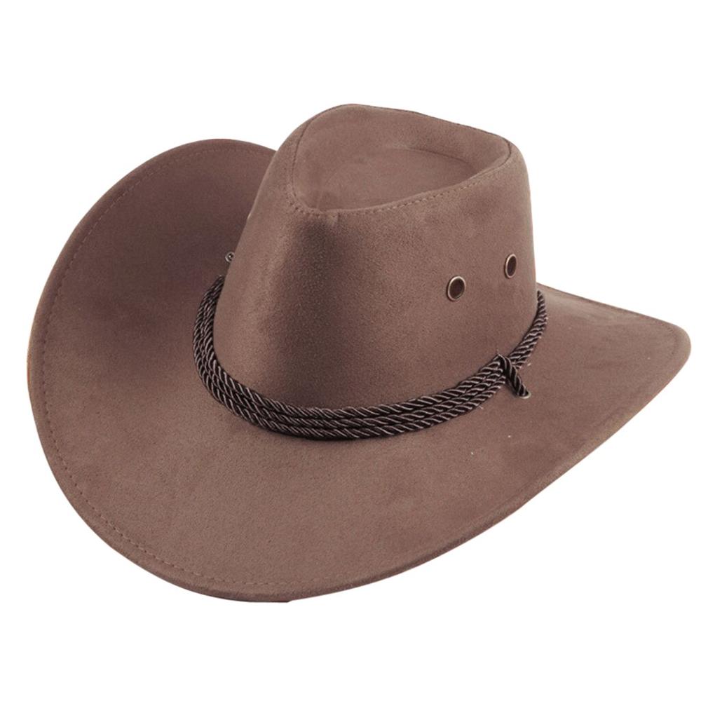 Unisex Western Cowboy Hat Solid Tourist Cap Outdoor Wide Brim Jazz Caps Gorras: Yellow