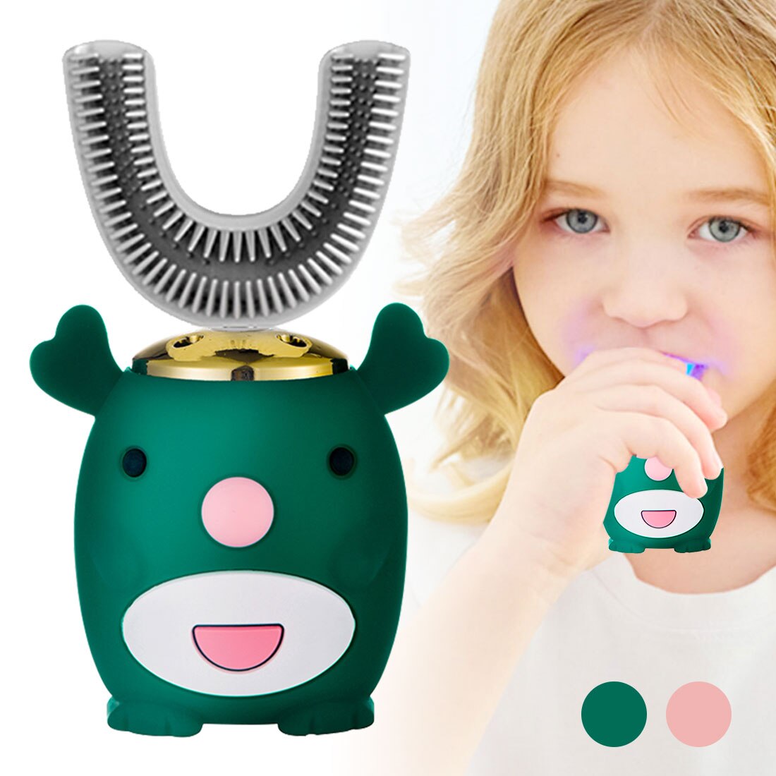 Electric Toothbrush Smart 360 Degree Kids Tooth Brush USB Rechargeable Automatic Ultrasonic Tooth Brush Cartoon Pattern Children