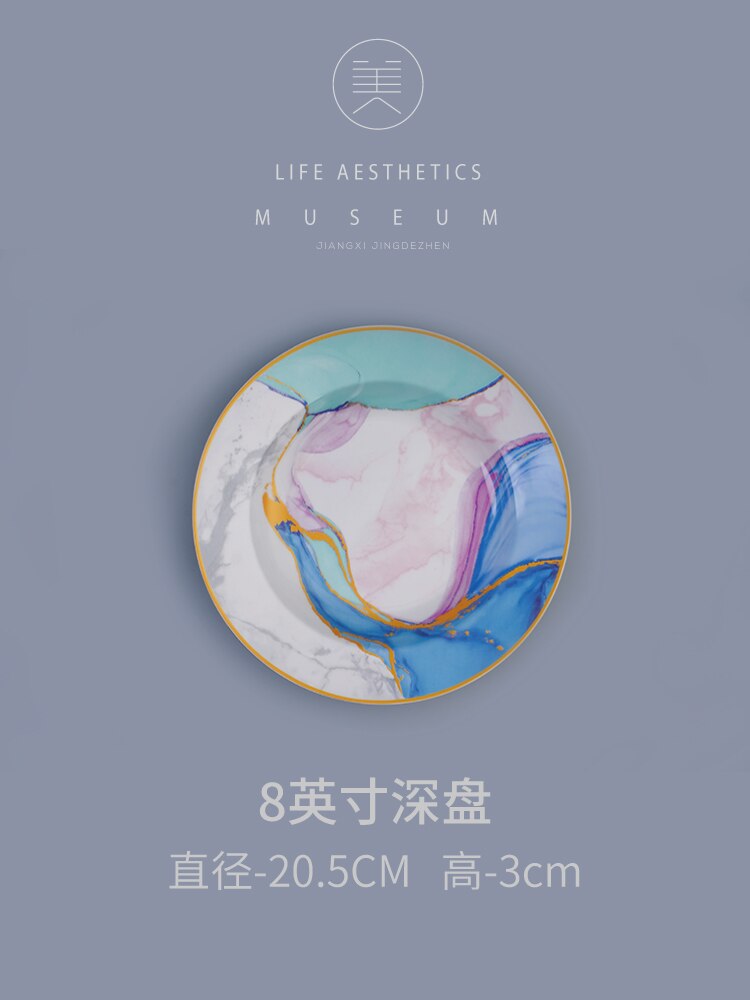 personality plate set high value cutlery steak western dish plate home: 8 inch deep plate