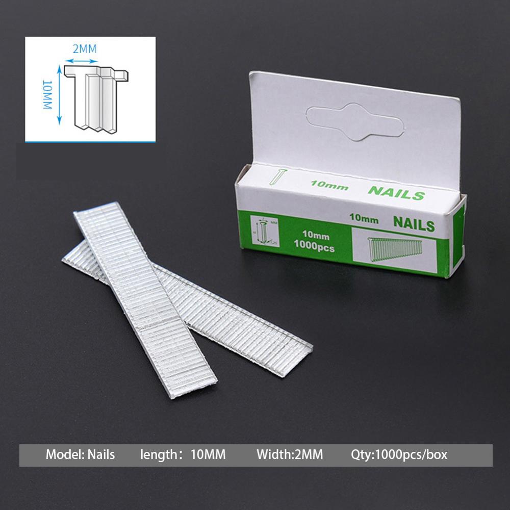 1000Pcs U-Shaped/Square Nails Assorted Staples And Brad Nails 8mm 12mm 10mm For DIY Home Gardening Gun Parts: Nails 10mm