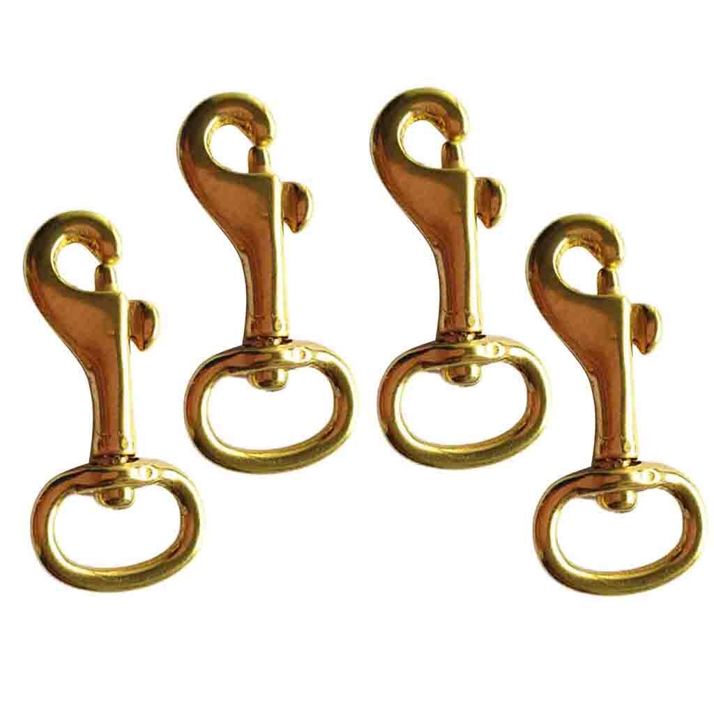 4 Pieces Solid Brass Swivel Eye Bolt Snap 45mm Marine Hook Dog Chain Clip Hiking Carabiner