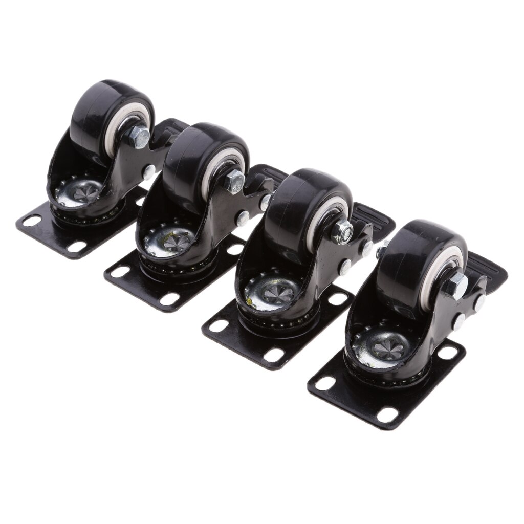 4X 40mm (1.5'')Heavy Duty PVC Castor Swivel Wheel Trolley Furniture Brake