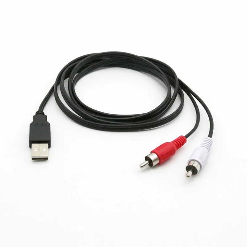 Dual RCA Male To USB Male A Composite Adapter Audio Video Data Extension Cable 1pc