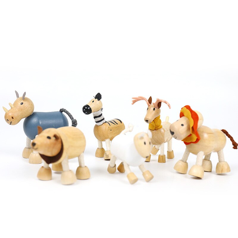 Simulation Holz Tier Puppen kinder Spielzeug Ornamente Serie Kognitiven Frühen Bildung Pädagogisches Baby Spielzeug Hause Dekoration