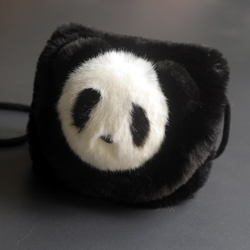 Children's Mini Cartoon Panda Crossbody Bag Girls Cute Plush Panda Coin Purse Shoulder Bag For Children Kid Plush Bag