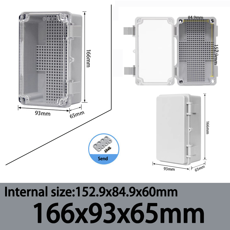 Caja de sellado electrónico impermeable para exteriores, carcasas ABS de distribución de cubierta gris/transparente IP66 con hebilla, caja de conexiones de plástico: 3 XL / Verde militar